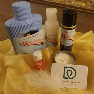Berührung Berührungsset Massage Massageöl Gleitgel Zauberpuder Federn Kerze Geschenk